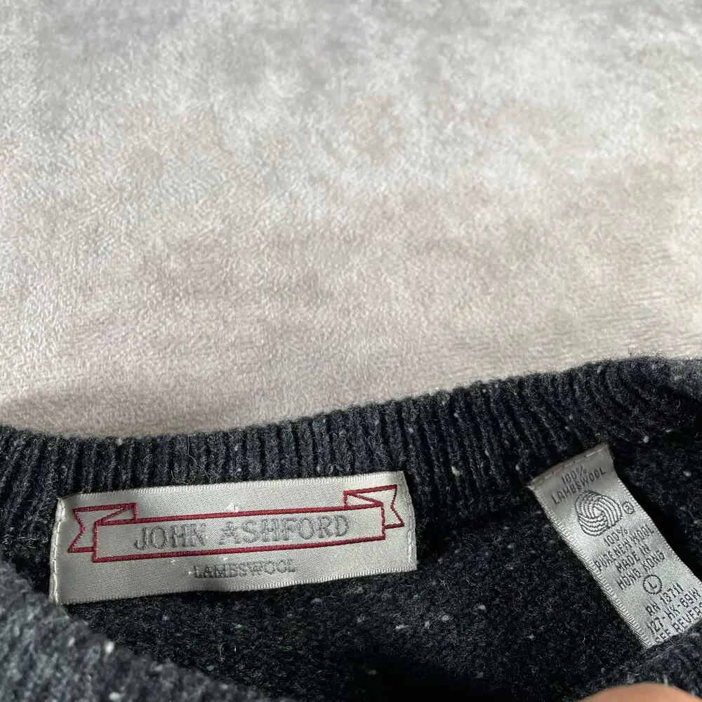 90’s Vintage John Ashford Plaid Cream Brown Lambswool Cozy Sweater